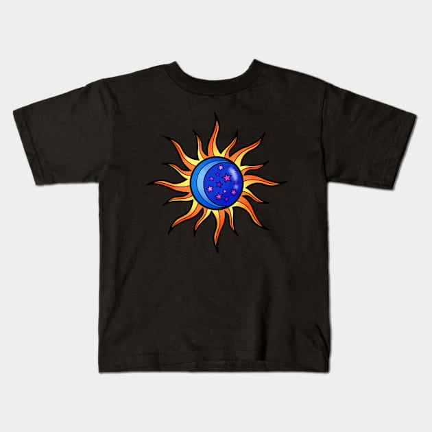 Psychedelic Moon and Sun Kids T-Shirt by Jackal Heart Designs